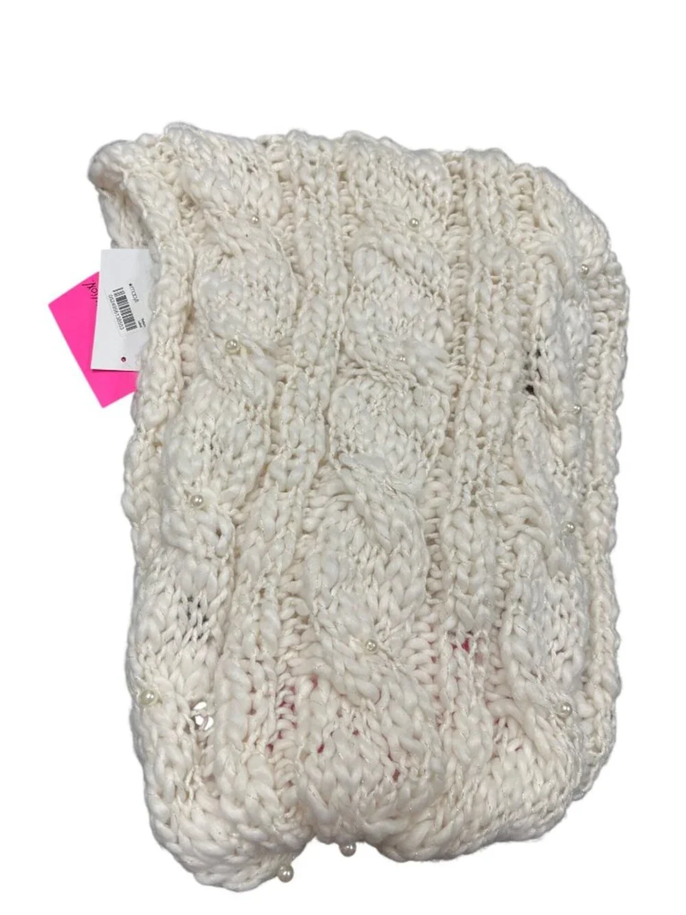 Betsey Johnson womens white cream beaded neck scarf One Size SKU 10-648
